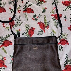 Coach Dark Brown Leather Bag with Gold Logo